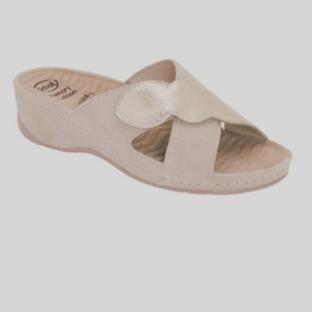 Scholl Calzatura Nives 2 Straps 25 Synthetic Lam+printed Suede W Rose Gold 37