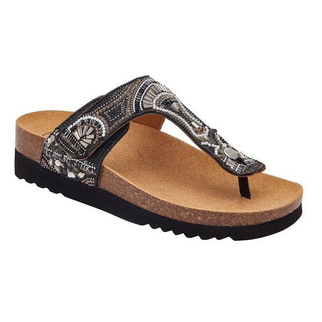 Scholl Calzatura Lisboa Flip-flop Microfibre+beads W Black 36