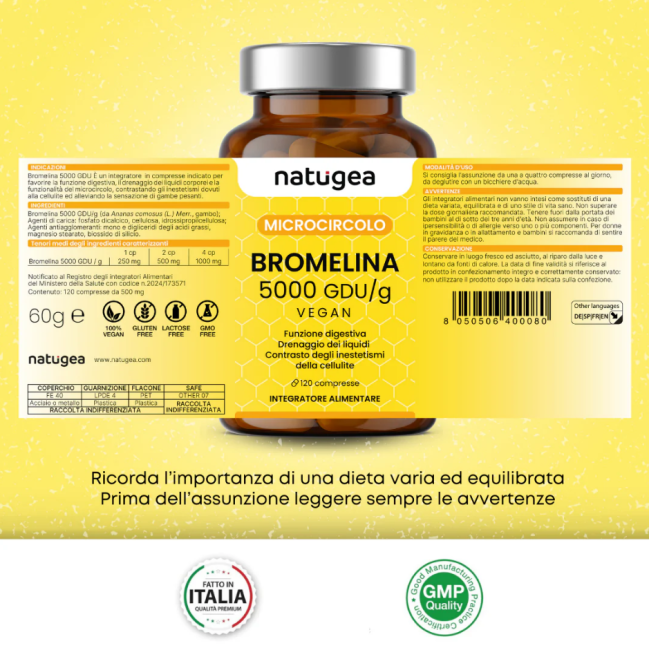 Prodgtal Natugea Bromelina 5000 5000 Gdu/g 120 Compresse