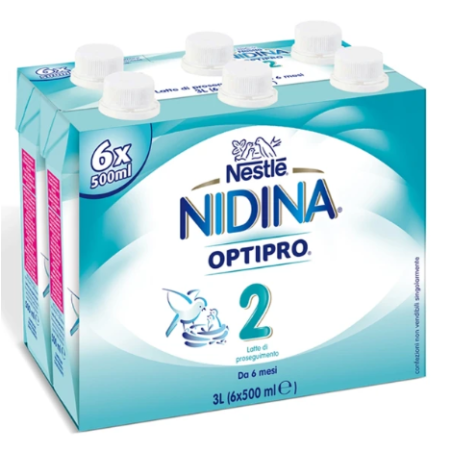 6 pezzi da 500 ml Nidina Optipro 2 liquido 6 pezzi da 500 ml Nidina Optipro 2 liquido