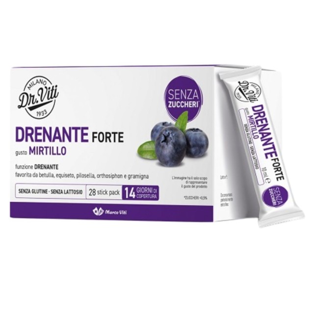 Marco Viti Dr Viti Drenante Forte Mirtillo 28 Stick Pack Senza Zuccheri