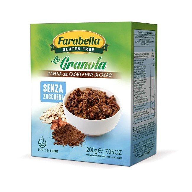 Bioalimenta Farabella Gluten Free La Granola D'avena Con Cacao E Fave Di Cacao Senza Zuccheri Senza Lattosio 200 G