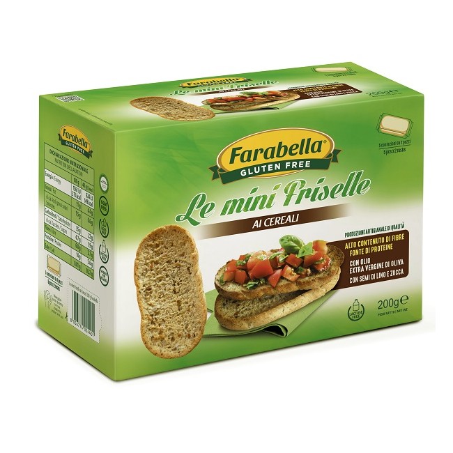 Bioalimenta Farabella Gluten Free Le Mini Friselle Ai Cereali Con Olio Extra Vergine Di Oliva Con Semi Di Lino E Zucca Senza Lat