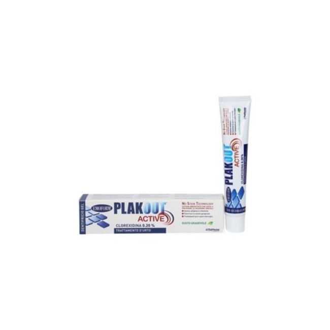 Tubetto da 75ml di Dentifricio Gel con Clorexedina 0,20% da Plakout Active