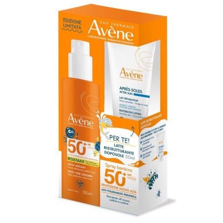 Avène Eau Thermale Avene Solare Spray Bambino Spf50+ 200 Ml + Ristrutturante Doposole 50 Ml