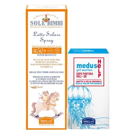 Helan Sole Bimbi Latte Solare Spray Spf50+ 100 Ml + Meduse Help Gel Marino Dopo Puntura Roll On 25 Ml