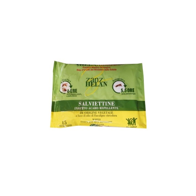 Zanzhelan Insettorepellente Vegetale Salviettine 15 Pezzi