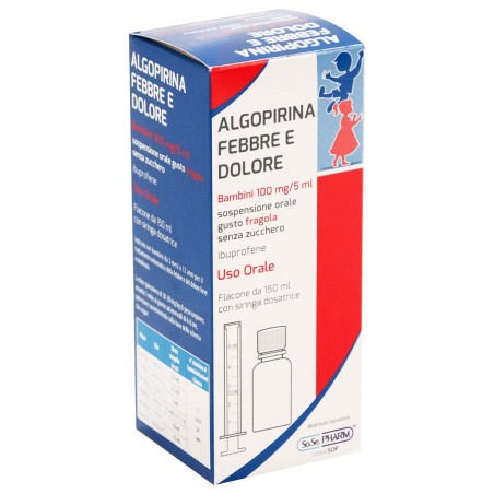 150 ml Sospensione Orale Gusto Fragola Senza Zucchero Algopirina Febbre E Dolore Bambini 100mg/5ml