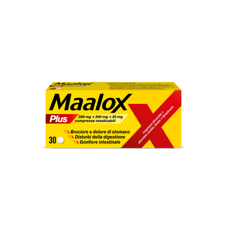 30 compresse Maalox Plus 200 Mg + 200 Mg + 25 Mg