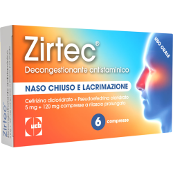6 compresse  Zirtec Decongestionante Antistaminico 5 Mg + 120 Mg