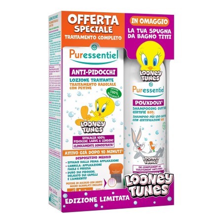 Puressentiel Cofanetto Warner 1 Lozione Antipidocchi 100 Ml + 1 Shampoo Pouxdoux Bio 200 Ml + 1 Spugna Omaggio