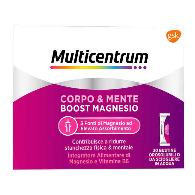 confezione 30 bustine multicentrum boost magnesio recupero