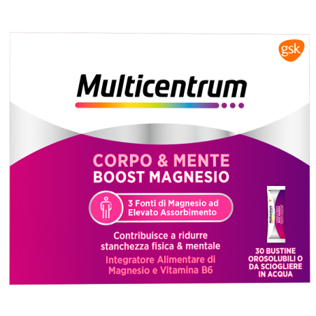 confezione 30 bustine multicentrum boost magnesio recupero