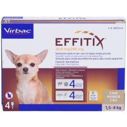 Confezione da 4 pipette di Soluzione Spot-on per Cani 1,5-4 Kg da Virbac Effitix 26.8Mg/240 Mg