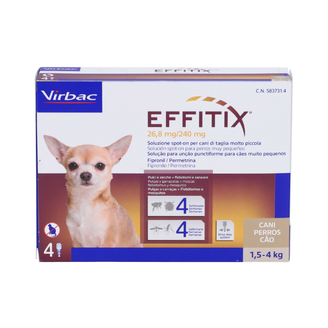 Virbac S. A. Effitix 26.8 Mg/240 Mg Soluzione Spot-on Per Cani Di Taglia Molto Piccola