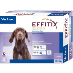 Confezione da 4 pipette di Soluzione Spot-on per Cani 10-20 Kg da Virbac Effitix 134 Mg/1200 Mg
