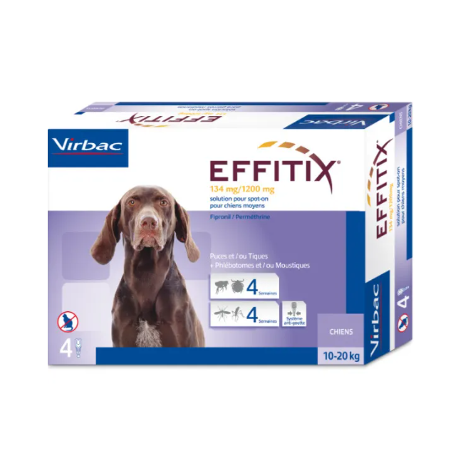 Virbac S. A. Effitix 134 Mg/1200 Mg Soluzione Spot-on Per Cani Di Taglia Media