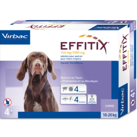 Virbac S. A. Effitix 134 Mg/1200 Mg Soluzione Spot-on Per Cani Di Taglia Media
