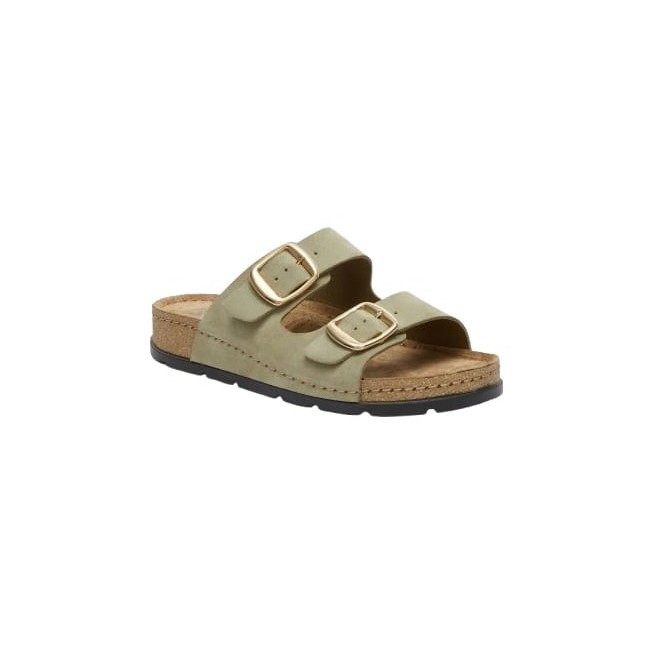 Scholl Calzatura Bora 2 Buckles Suede W Olive 40