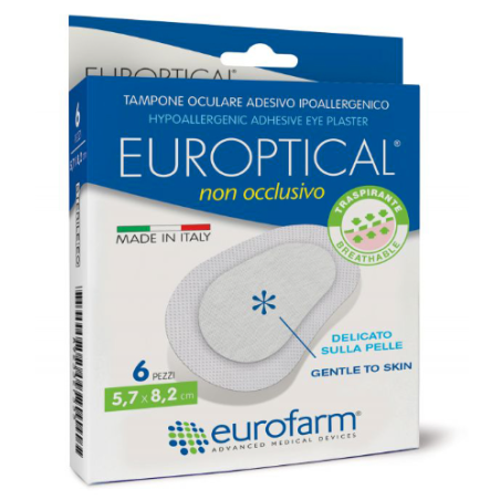 Eurofarm Medicazione Oculare Europtical Adesiva Non Occlusiva 5,7x8,2 6 Pezzi