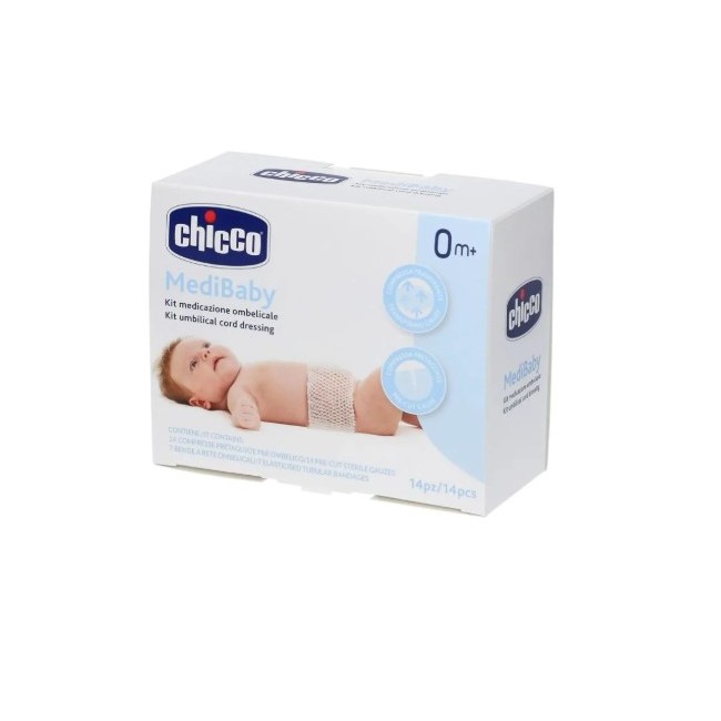 Mini Kit Medicazione Ombelicale Chicco Medibaby 3 Bende A Rete Elastica Calibro 6 + 3 Garze Ombelicali Tnt 10x10 Cm
