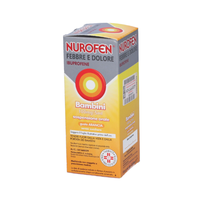 Bb Farma Nurofen Febbre E Dolore Bambini 100mg/5ml Sospensione Orale Gusto Arancia Senza Zucchero Nurofen Febbre E Dolore Bambin