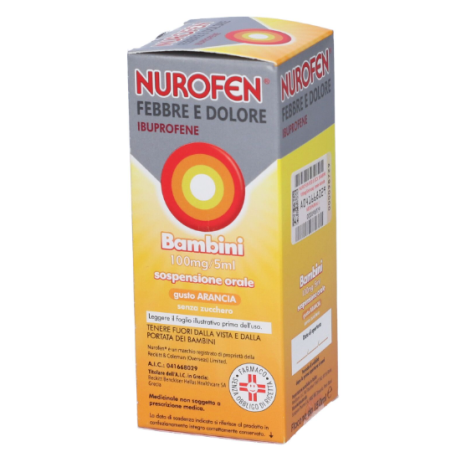 Bb Farma Nurofen Febbre E Dolore Bambini 100mg/5ml Sospensione Orale Gusto Arancia Senza Zucchero Nurofen Febbre E Dolore Bambin