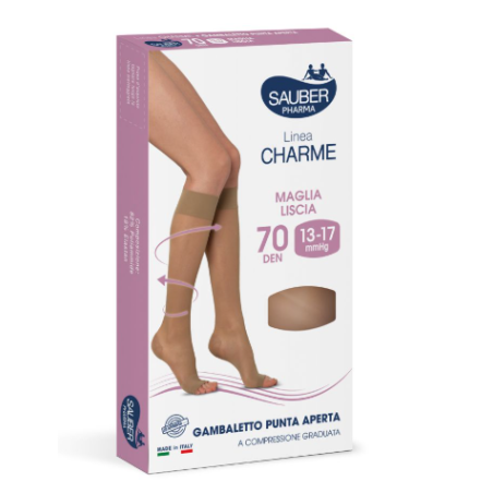 Desa Pharma Sauber Gambaletto Open Toe 70 Denari Maglia Liscia Nero Taglia 4