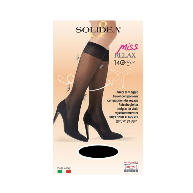 Solidea Miss Relax 140 Sheer Gambaletto Nero 3-l 1 Paio