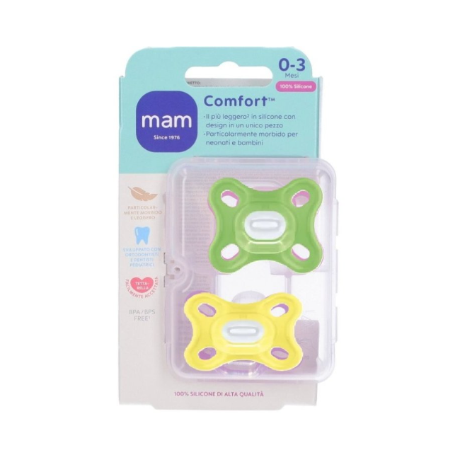 Mam Baby Mam Comfort 0-3 Mesi Silicone Maschio 2 Pezzi
