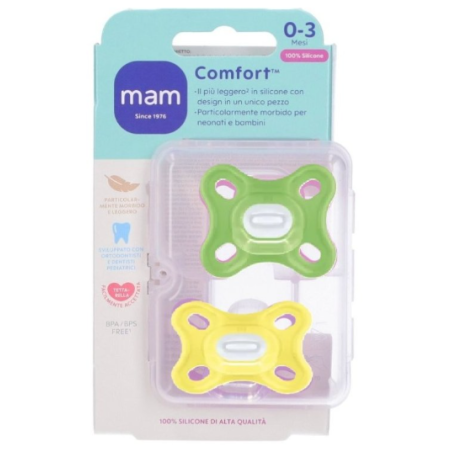 Mam Baby Mam Comfort 0-3 Mesi Silicone Maschio 2 Pezzi