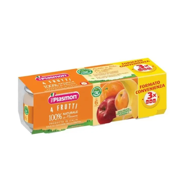 Plasmon Omogeneizzato 4 Frutti 3 Pezzi Da 80 G