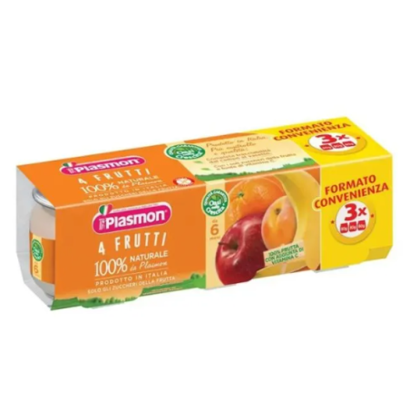 Plasmon Omogeneizzato 4 Frutti 3 Pezzi Da 80 G