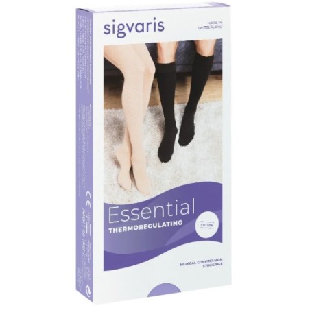 Sigvaris Cotton Ccl1 Gambaletto Lungo Nero Punta Aperta S