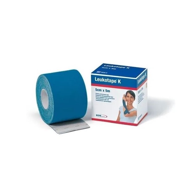 Essity Benda Adesiva Actimove Leukot K Taping Fisioterapico Larghezza 5 Cm Lunghezza 5 M Colore Blu In Rotolo