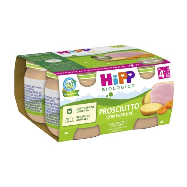 Hipp Bio Omogeneizzato Prosciutto Con Verdure 4 Pezzi Da 80 G