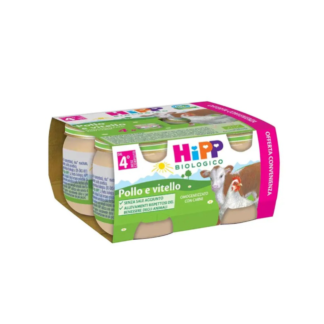 Hipp Bio Omogeneizzato Pollo E Vitello 4 Pezzi Da 80 G