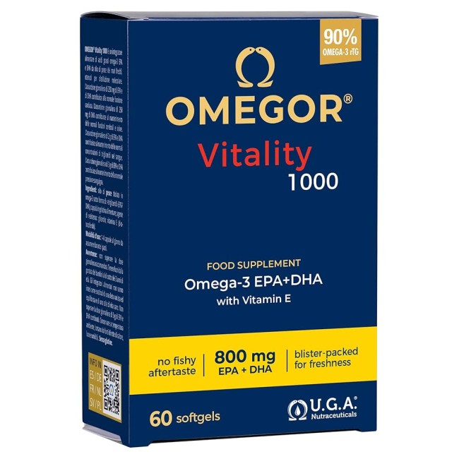 Confezione da 60 capsule Molli di Integratore di Omega-3 Omegor Vitality 1000