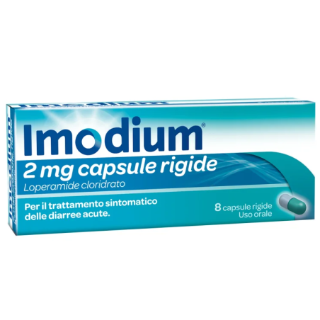 Blister da 8 capsule Rigide di Imodium 2 mg della Bd farma Blister da 8 capsule Rigide di Imodium 2 mg della Bd farma