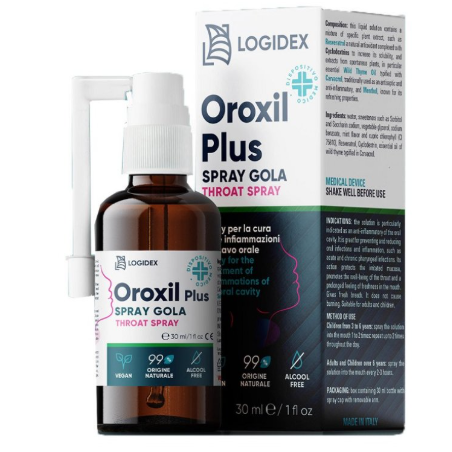 Flacone da 50 Ml di Oroxil Plus Spray Gola della Logidex Flacone da 50 Ml di Oroxil Plus Spray Gola della Logidex