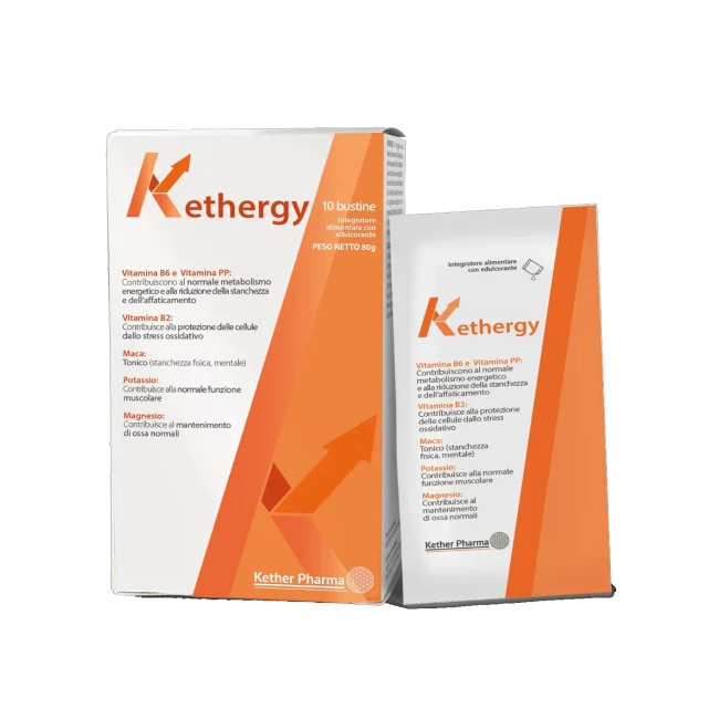 Astuccio da 12 bustine di Kethergy della kether Pharma