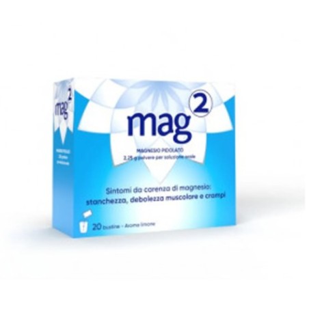 20 bustine di magnesio in polvere di Mag2 per la stanchezza