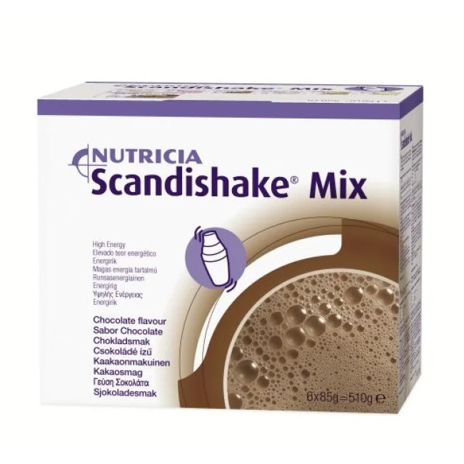 Confezione da 6 bustine di Scandishake Cioccolato della Danone