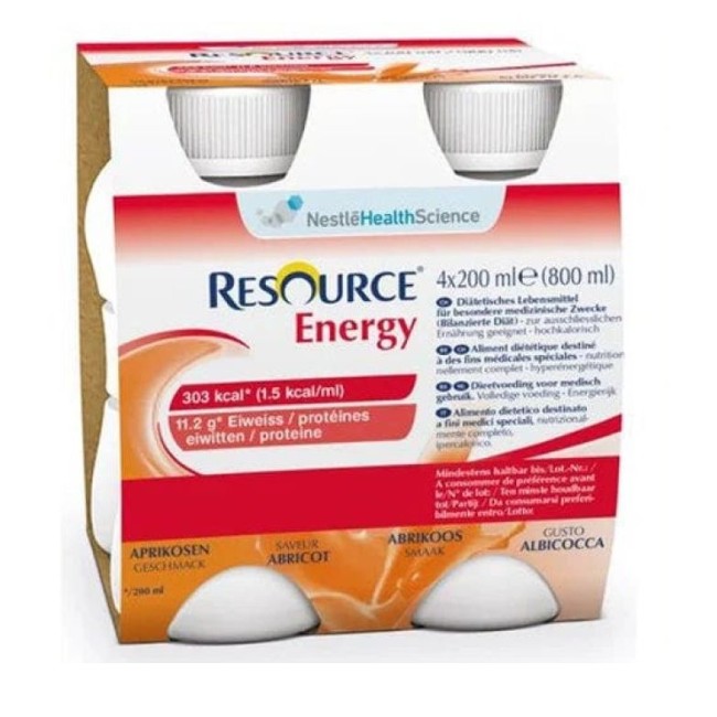 Confezione da 4 Bottiglie da 200 ml cadauna di Resource Energy gusto Albicocca di Nestlè