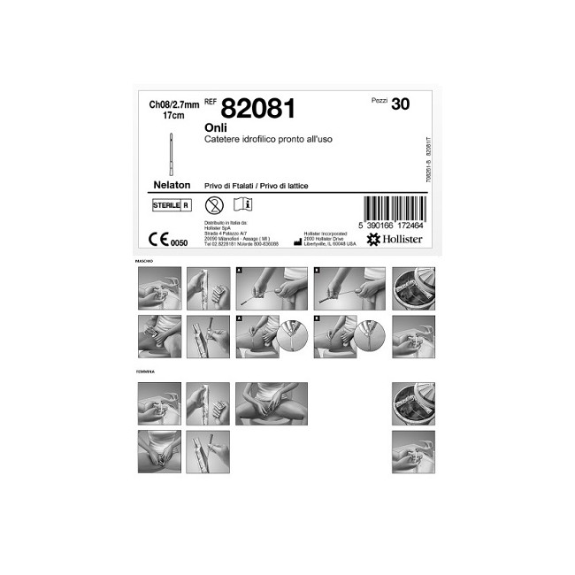 Hobama Catetere Idrofilo Intermittente Onli Pronto All'uso 17 Cm Ch8 30 Pezzi