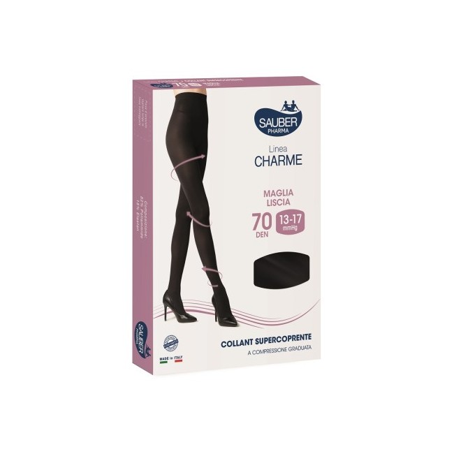 Calza Sauber Charme Fantasia 70 Spigata Chic Nero 2 Desa Pharma