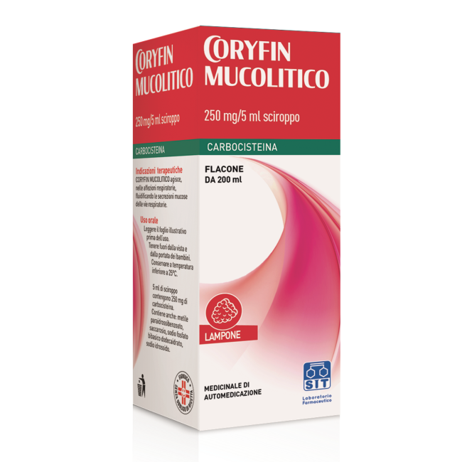 sciroppo da 200 ml Coryfin Mucolitico 250 Mg/5 Ml