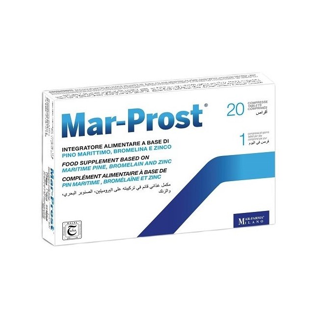 Mar-Prost Integratore alimentare di bromelina e pino marittimo. 20 compresse