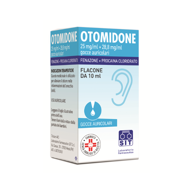 gocce auricolari da 10 ml Otomidone 25 Mg/ml + 28,8 Mg/ml