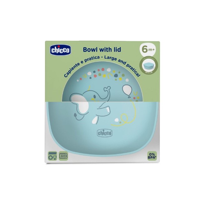 Confezione di Ciotola con coperchio Chicco Azzurro